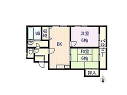 キャッスル北沢郡山 2DKの間取図画像