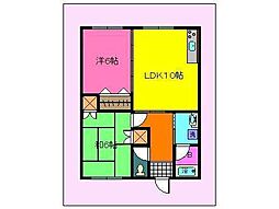 須藤善アパート A-202号室 2階2LDKの間取り