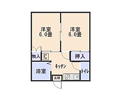 チェリーハイツB 2Kの間取図画像