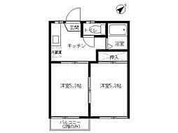 シティハイツ花巻 2Kの間取図画像