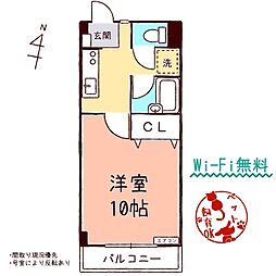 アカデミー 3階1Kの間取り