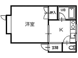 アメニティハウス 1DKの間取図画像