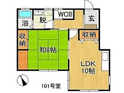 カーサ植田町 1LDKの間取図画像