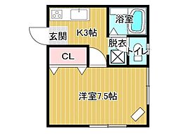 ドリームハウス古館B 1DKの間取図画像