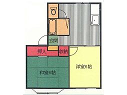 アベイユアヤカ 2DKの間取図画像