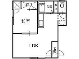 タウニィ宮田B棟 1LDKの間取図画像