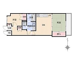 朝日プラザ欅通 2DKの間取図画像