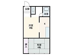 コーポ若葉 2Kの間取図画像