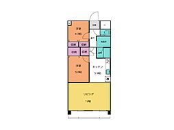 朝日プラザ郡山セントラルステージ 2LDKの間取図画像