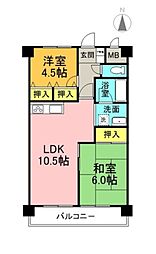 朝日プラザ郡山セントラルステージ 2LDKの間取図画像