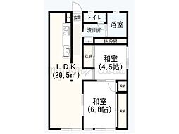 郡山ハイツ 2LDKの間取図画像