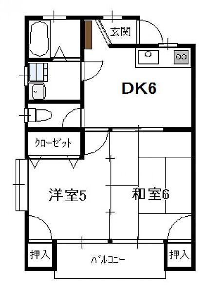 アップルハイツ 202号｜宮崎県宮崎市希望ケ丘３丁目(賃貸アパート2DK・2階・39.74㎡)の写真 その2