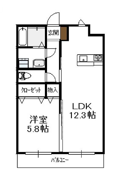 スープリーム 303号｜宮崎県宮崎市大塚町西ノ原(賃貸マンション1LDK・3階・43.60㎡)の写真 その2