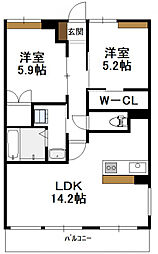 アルテマイスター谷川（2LDK） 1階2LDKの間取り