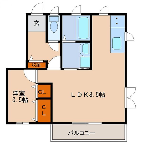 エルシーズ大塚弐番館 101号室｜宮崎県宮崎市大塚町浜川田(賃貸アパート1LDK・1階・38.44㎡)の写真 その2