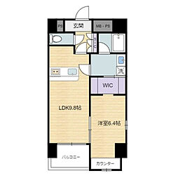 セレスティアル江平 1LDKの間取図画像