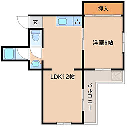 ベルクレスト恒久 1LDKの間取図画像
