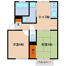 ロックヒルズ2 2DKの間取図画像