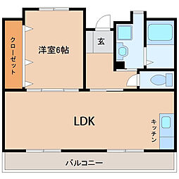 3.UMK宮崎ビル 1LDKの間取図画像