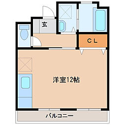 3.UMK宮崎ビル ワンルームの間取図画像