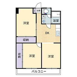 新城コーポ 2LDKの間取図画像