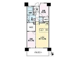 レクシア青葉東ティアード 3階2LDKの間取り