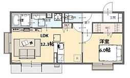 エスポワールタカムラ2 1LDKの間取図画像