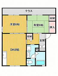 カステーロ高洲C 2DKの間取図画像