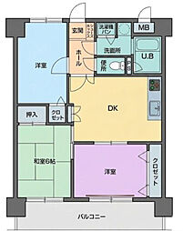 グランピア大橋南 2LDKの間取図画像