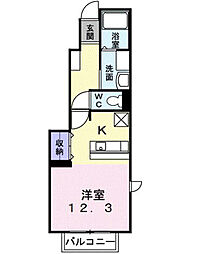 ｂｅｌｌｅ ａｎｇｅ 1階1Kの間取り
