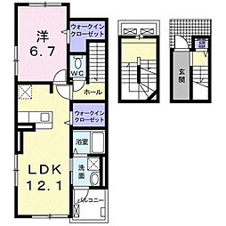 バレンティーノ 46 1LDKの間取図画像