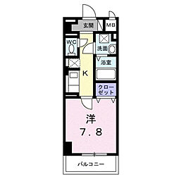 サンライズ 江平中町 1Kの間取図画像