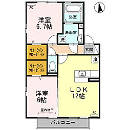 ルームケースリーC 2LDKの間取図画像
