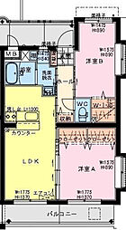 あかねヒルズ南宮崎 2LDKの間取図画像