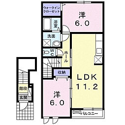 フィオーレ・アール・ウーノ 2LDKの間取図画像
