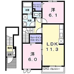 ガーデンハウスフリーデ 2LDKの間取図画像