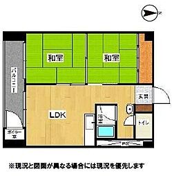伏見コーポ 2DKの間取図画像