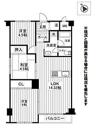 リラハイツ西野 3LDKの間取図画像