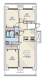 パシフィック星置ヒルズ 3LDKの間取図画像