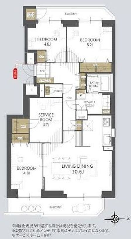 間取図】6階の角部屋で日当たり・通風が良好です。