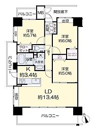 エヌ・グランデ豊成 3LDKの間取図画像