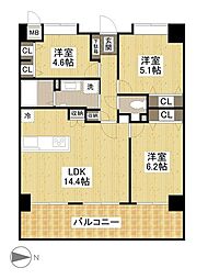 フローレンス長束ビューステージ 3LDKの間取図画像