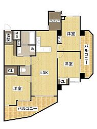 フローレンス口田南弐番館 3LDKの間取図画像