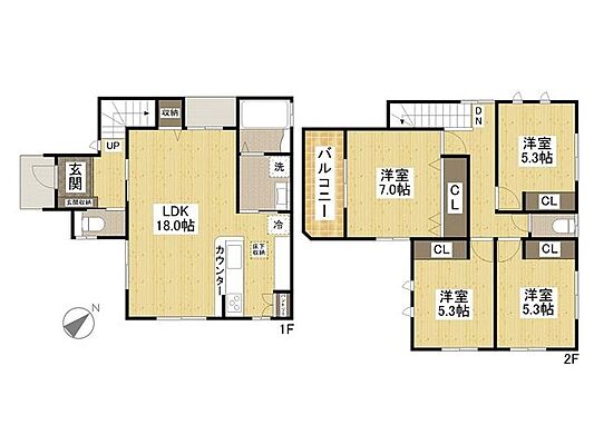 間取り 未入居川内2丁目　1号棟　新築戸建