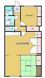 三和コーポNo.15 2LDKの間取図画像