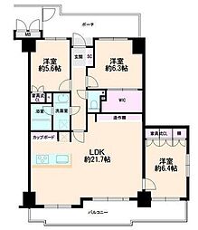 サーパス新川 3LDKの間取図画像