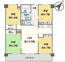 サンパティ牧 4LDKの間取図画像