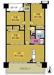 サーパス萩原 3LDKの間取図画像