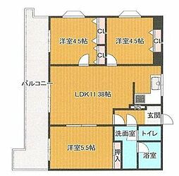 ツインプラザ大分弐番館 3LDKの間取図画像