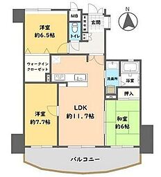 グランドパレス中津留 3LDKの間取図画像